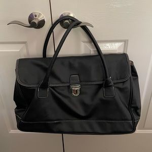 Victoria Secret Black Faux Leather Duffel Bag